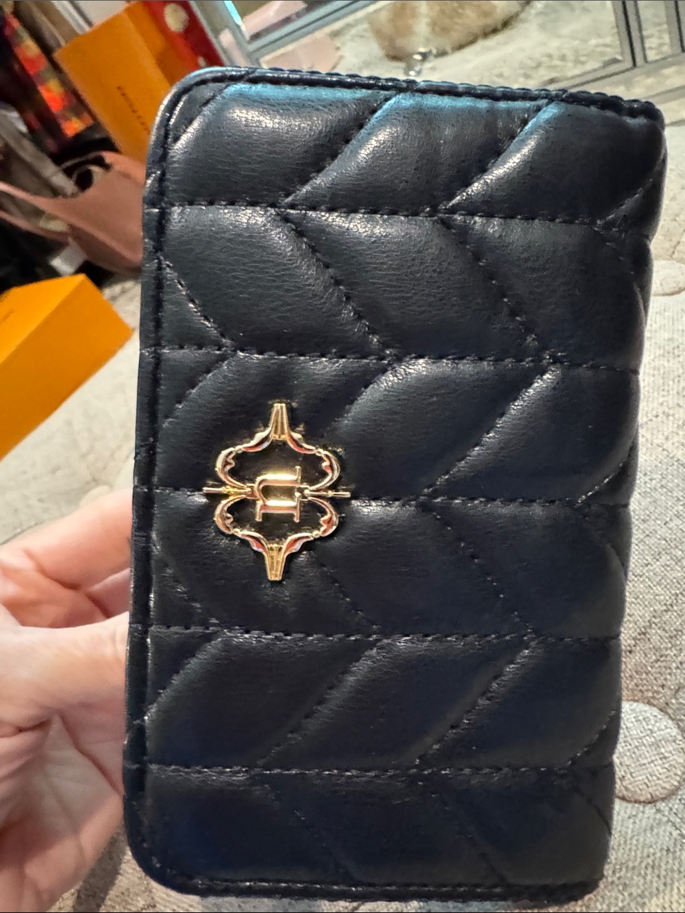 Nanette Lepore Black Quilted Wallet with Gold Logo